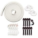 Kids Station Baby Safety Kit- 5 Meter Safety Strip + 8 Corner Guards + 4 Door Stoppers + 10 Child Safety Locks for Drawers, All-in-one Baby Proofing Kit (5 Meter Edge Protector Kit (White + Brown)) - Fast Shipping to USA & Canada