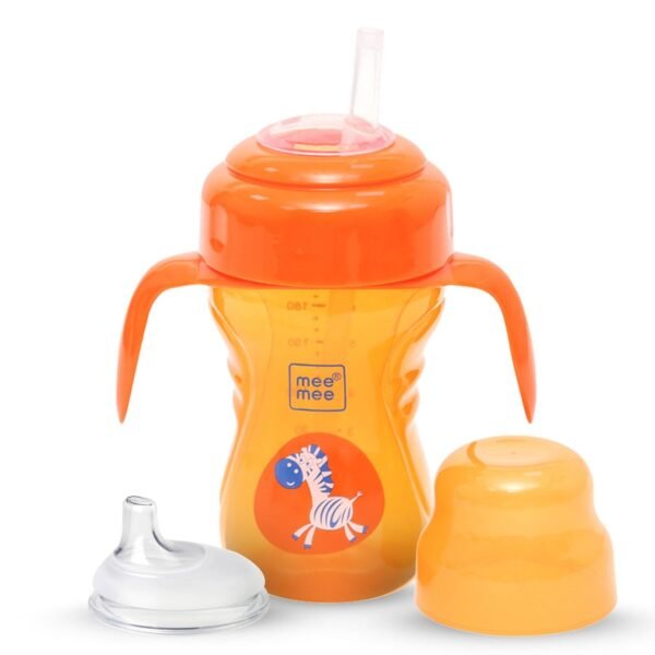 Mee Mee Baby Trainer Sippy Cup | Soft Spout, Leakproof Sipper for Toddlers | Dual Handle for Easy Grip | Non -Toxic, Lightweight & BPA Free, Orange (210 Ml) - Fast Shipping to USA & Canada
