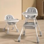 StarAndDaisy High Chair for Baby/Baby Feeding Chair for 0 to 5 Years with 5 Point Safety Belt/High Chair with Seat Recline, Height Adjustable & Detachable Tray with Wheel (Grey) - Fast Shipping to USA & Canada