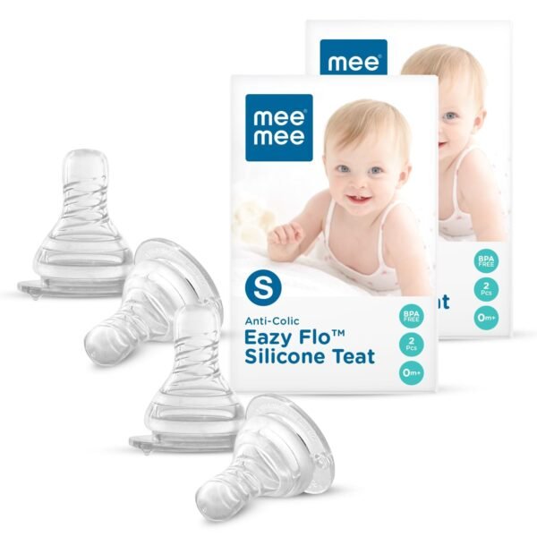 Mee Mee Anti-Colic Easy Flow Soft & Flexible Silicone Teat/Nipple for Babies, Ergonomic Shape with Leak Proof & BPA Free (Small - Pack of 4) - Fast Shipping to USA & Canada