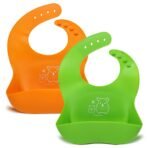 a baby cherry - Baby Bibs | Bib For Baby | Comfortable Soft, Durable, Easy Wipe, Waterproof, Adjustable Neckline Buttons | Silicone Bib for Feeding Infants and Toddlers| (6M to 5Y) Set of 2 - Fast Shipping to USA & Canada