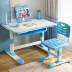 StarAndDaisy Kids Study Table Functional Desk Chair Set 3-12years Boys Girls/Kids Chair & Table with Height Adjustable/Study Table with Bookholder, Lamp, Storage Box (K80-Blue-) - Fast Shipping to USA & Canada