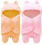 First Kick Baby Blankets New Born Combo Pack of Hooded Supersoft Wearable Wrapper Durable Polyester Cum Baby Sleeping Bag for Babies (70 cm x 76 cm, 0-6 Months) Combo of 2 Peach Pink - Fast Shipping to USA & Canada