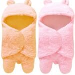 First Kick Baby Blankets New Born Combo Pack of Hooded Supersoft Wearable Wrapper Durable Polyester Cum Baby Sleeping Bag for Babies (70 cm x 76 cm, 0-6 Months) Combo of 2 Peach Pink - Fast Shipping to USA & Canada