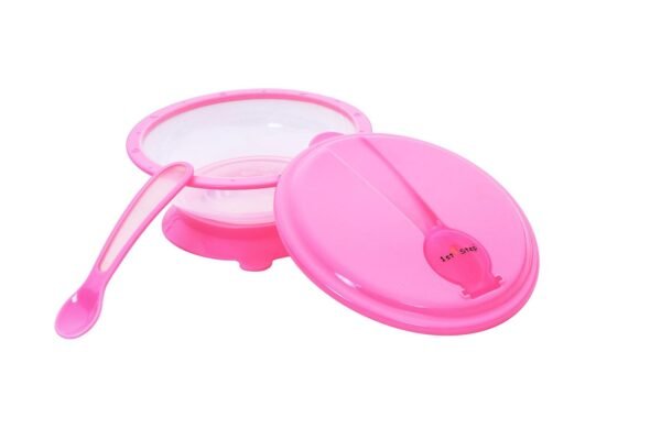 1st Step BPA Free Polypropylene Microwave Friendly Feeding Bowl with Spoon (Pink) - Fast Shipping to USA & Canada