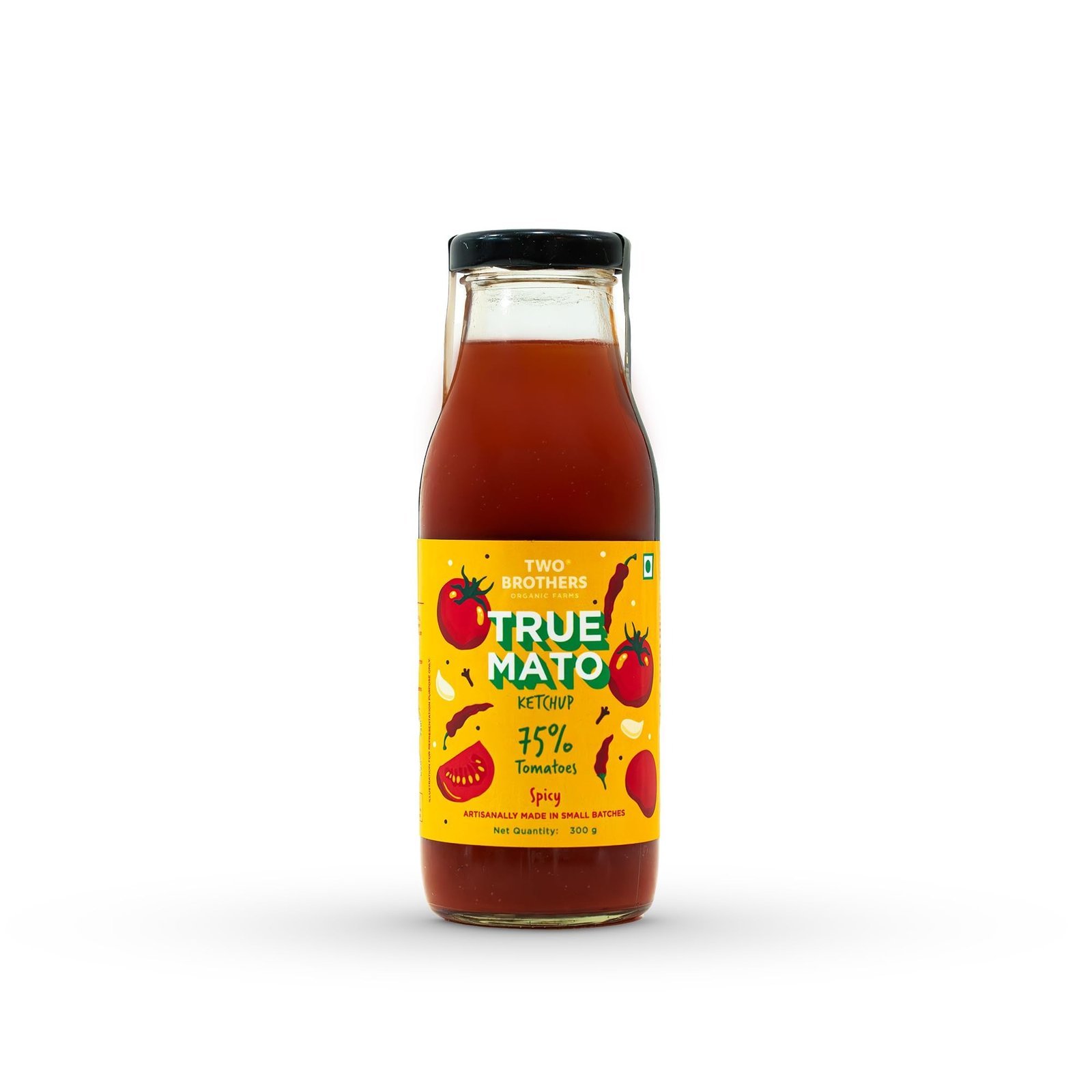61ChSGeh8oL-1.jpg Two Brothers Organic Farms Truemato Ketchup - Spicy Tomato Ketchup 300g | Naturally Made with 75% Fresh Tomatoes | No Refined Sugar | Upgraded - Fast Shipping to USA & Canada - Image 1