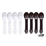 Kids Station Furniture Safety Locks for Kids, Pack of 4 Brown + 4 White, Made in India Child Safety, Locks for Drawers, Cabinets, Fridge, Cupboard Lock, Strong and Adhesive Safety Locks - Fast Shipping to USA & Canada