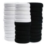 TEMPERIA (30 Pcs) Hair Band for Women & Girls - Ultra Premium Rubber Band - Elastic Ponytail Hairband Ties Accessories - 15 Black & 15 White (DN02) - Fast Shipping to USA & Canada