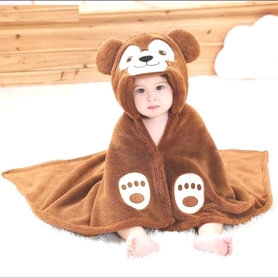 61EJ6BUVjQL-1.jpg First Kick Fleece New Born Baby Blanket Pack of Super Soft Bathrobe Baby Wrapper Cum Baby Bath Towel For Baby Boys, Baby Girls, Babies (80Cm X 80Cm, 0-6 Months) Lightweight, Brown - Fast Shipping to USA & Canada - Image 1
