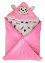 First Kick Baby Blankets Newborn Pack of Super Soft Baby Wrapper Durable Velvet Cum Baby Sleeping Bag for Baby Boys, Baby Girls, Babies (66cm x 66cm, 0-6 Months) Baby Pink - Fast Shipping to USA & Canada