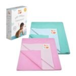 Tidy Sleep Instadry Anti-Piling Fleece Extra Absorbent Quick Dry Sheet for New Born Babies, Cotton Bed Protector Mattress Pack of 2 Pink-Green Medium (100x70) cm - Fast Shipping to USA & Canada