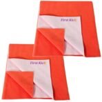First Kick Waterproof Baby Bed Protector/Mattress Cotton Dry Sheet (70cm X 50 cm) for Born Baby/Kids- (Orange) - Small - Pack of 2 - Fast Shipping to USA & Canada