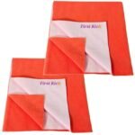 First Kick Waterproof Baby Bed Protector/Mattress Cotton Dry Sheet (70cm X 50 cm) for Born Baby/Kids- (Orange) - Small - Pack of 2 - Fast Shipping to USA & Canada