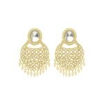 Routica Golden Kundan Studded Earrings for Women Golden White Kundan Brass - Fast Shipping to USA & Canada