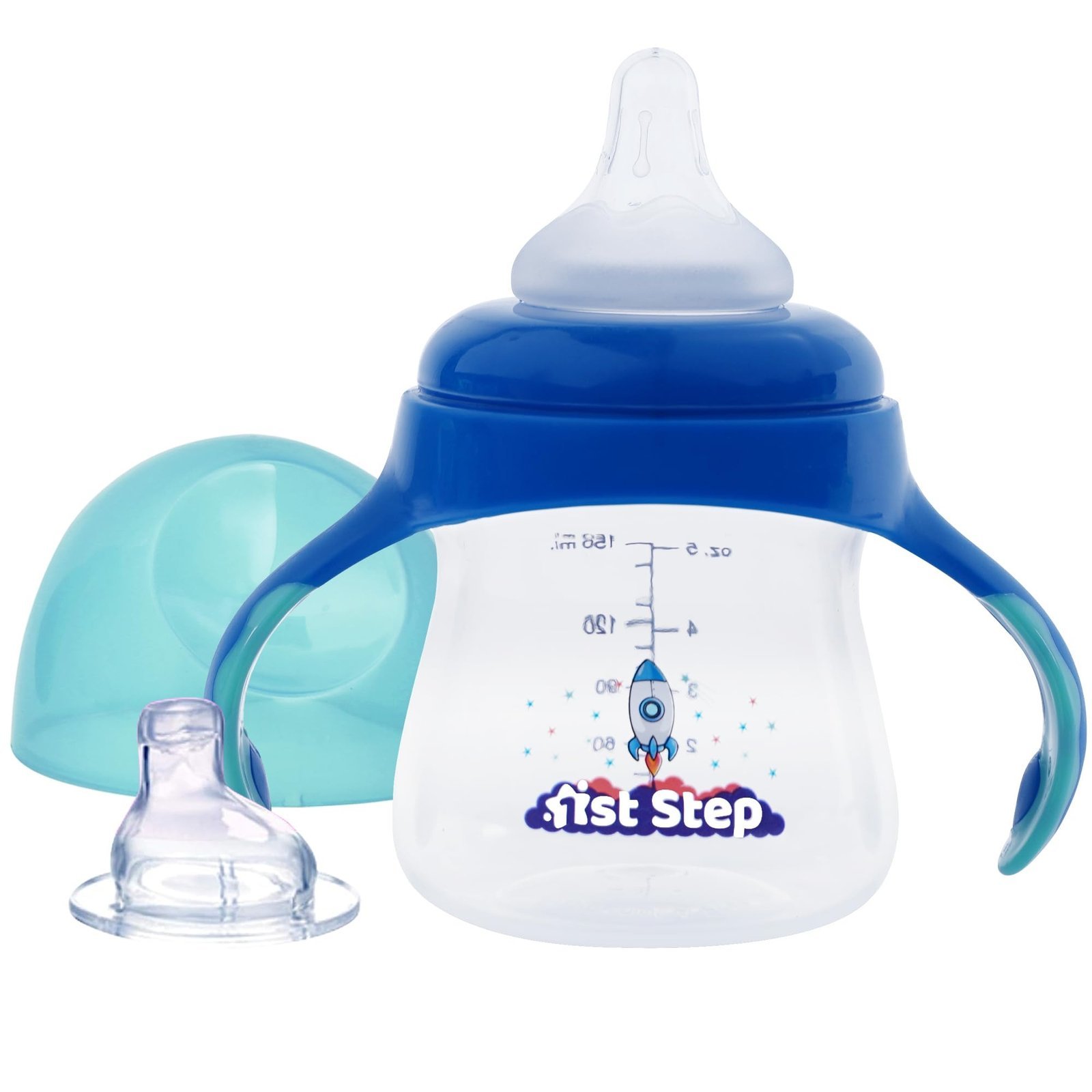 61IaV8IQ78L-1.jpg 1st Step 2 in 1 BPA Free Polypropylene Feeding Bottle Cum Soft Spout Sipper with Twin Handle (Mint Green) - Fast Shipping to USA & Canada - Image 1