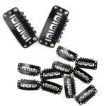 TEMPERIA Hair Extension Clips For Women & Men (12 Pcs) - Hair Patch Clip - Hair Attached Snap Wig Clips (Black) (3.4 cm) - Fast Shipping to USA & Canada