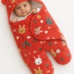 First Kick Baby Blanket New Born Pack of Hooded Printed Swaddle Wrapper Bag Pack of 1, 0-6 Months, L 70 cm x B 70 cm - Fast Shipping to USA & Canada