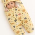 First Kick Baby Blanket New Born Pack of Hooded Printed Swaddle Wrapper Bag Pack of 1, 0-6 Months, L 70 cm x B 70 cm - Fast Shipping to USA & Canada