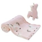 haus & kinder Hugsy Alpaca 100% Pure Cotton Knitted Summer/AC Blanket for Baby with Toy (Fluffy Pony), TC - 150, Pink - Fast Shipping to USA & Canada
