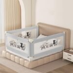 Kids Station Bed Rail Guard for Baby Safety ? 6ft x 2.6ft (180x80cm), Foldable Safety Rail for Newborns, Patented, Made in India, King Size Bed (3 sides, 6ftx6ftx6ft or 180cmx180cmx180cm, Grey, Basic) - Fast Shipping to USA & Canada