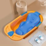 StarAndDaisy Baby Bath tub for 0 to 5 Years with Temperature Sensor/Bath Tub for Kids with Anti-Slip Legs/Bathtub for Baby with Baby Bather -Without Wheel(Orange-Blue) - Fast Shipping to USA & Canada