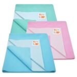 Tidy Sleep Instadry Anti-Piling Fleece Extra Absorbent Quick Dry Sheet for New Born Babies, Cotton Bed Protector Mattress Pack of 3 MGreen-Pink-SBlue Small (70x50) cm - Fast Shipping to USA & Canada