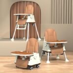 StarAndDaisy High Chair for Baby/Baby Feeding Chair for 0 to 5 Years with 4 in-1 Multifunctions/High Chair with Height Adjustable, Detachable Tray & One-Hand Adjustable - Coffee - Fast Shipping to USA & Canada