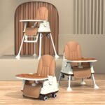 StarAndDaisy High Chair for Baby/Baby Feeding Chair for 0 to 5 Years with 4 in-1 Multifunctions/High Chair with Height Adjustable, Detachable Tray & One-Hand Adjustable - Coffee - Fast Shipping to USA & Canada