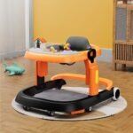 StarAndDaisy 6-18months Baby Walker With Anti Fall Brake Pads / Walker For Kids With 3 Speed Height Adjustment,Multi-Level Seat Adjustment,Recreational Music Toy (Elegant Walker Orange Black) - Fast Shipping to USA & Canada