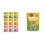 Slurrp Farm Fruit and Vegetable Teething Puffs Pack of 9 & Slurrp Farm Natural Jaggery Powder 300G - Fast Shipping to USA & Canada