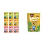 Slurrp Farm Fruit and Vegetable Teething Puffs Pack of 9 & Slurrp Farm Natural Jaggery Powder 300G - Fast Shipping to USA & Canada