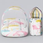 StarAndDaisy 2-in-1 Baby Sleeping Bag with Mosquito Net for Newborn/Soft & Breathable Cotton Sleeping Sack Cum Wrapper/Foldable Bag for Baby Protection/Infant (0-12 Months)-Ocean Print - Fast Shipping to USA & Canada