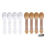 Kids Station Furniture Safety Locks for Kids, Pack of 4 Beige + 4 White, Made in India Child Safety, Locks for Drawers, Cabinets, Fridge, Cupboard Lock, Strong and Adhesive Safety Locks - Fast Shipping to USA & Canada