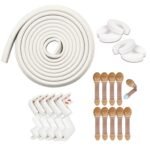 Kids Station Baby Safety Kit- 5 Meter Safety Strip + 8 Corner Guards + 4 Door Stoppers + 10 Child Safety Locks for Drawers, All-in-one Baby Proofing Kit (5 Meter Edge Protector Kit (White + Beige)) - Fast Shipping to USA & Canada