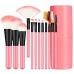 FOCALLURE PINK MAKEUP BRUSHES SET OF 12pcs. WITH BARREL BOX MAKE-UP BRUSHES KIT FOR GIRLS AND WOMEN - Fast Shipping to USA & Canada