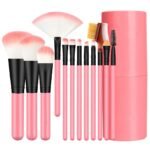 Focallure Professional 12Pcs Makeup Brush Set with Travle Pouch (Pink) - Fast Shipping to USA & Canada