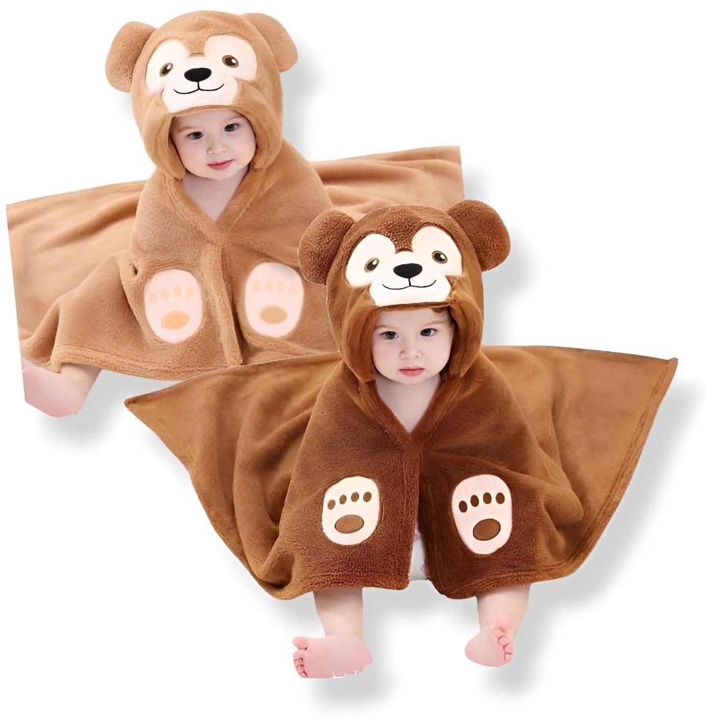 61UusvTodsL-1.jpg First Kick Baby Bath Towels New Born Combo Pack of Hooded Quick Water Absorbing Towels for Baby Boys and Baby Girls Pack of 2 Pcs, (0-6 Months, L 83 cm x B 80 cm) - Fast Shipping to USA & Canada - Image 1