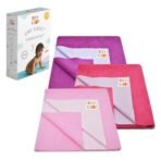 Tidy Sleep Instadry Anti-Piling Fleece Extra Absorbent Quick Dry Sheet for New Born Babies, Cotton Bed Protector Mattress Pack of 3 Maroon-Red-Pink Small (70x50) cm - Fast Shipping to USA & Canada