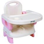 1st Step 2 in 1 Portable Booster Seat Cum Feeding Chair with 2 Level Height Adjustment and 5 Point Safety Harness (Pink) - Fast Shipping to USA & Canada