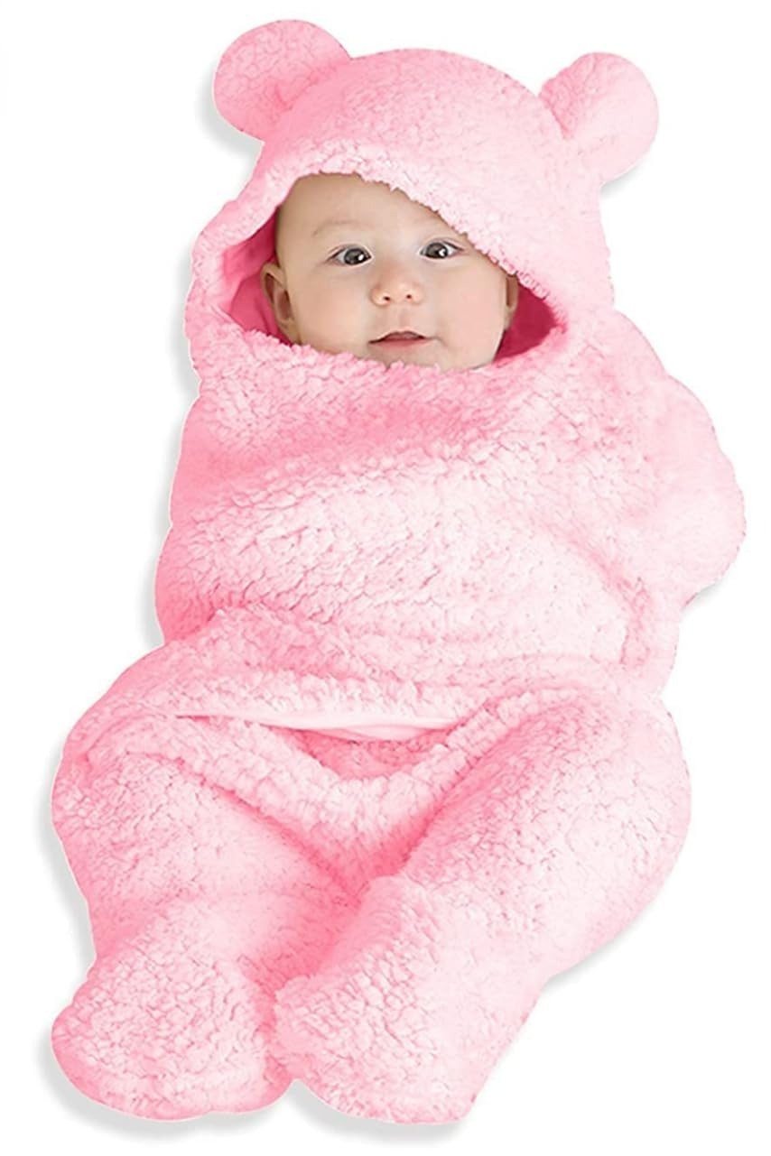 61Vgkv0-2sL-1.jpg First Kick Baby Blankets New born Pack of Hooded Supersoft Wearable wrapper Cum Baby Sleeping Bag for Babies (70 cm x 76 cm, 0-6 Months) - Fast Shipping to USA & Canada - Image 1