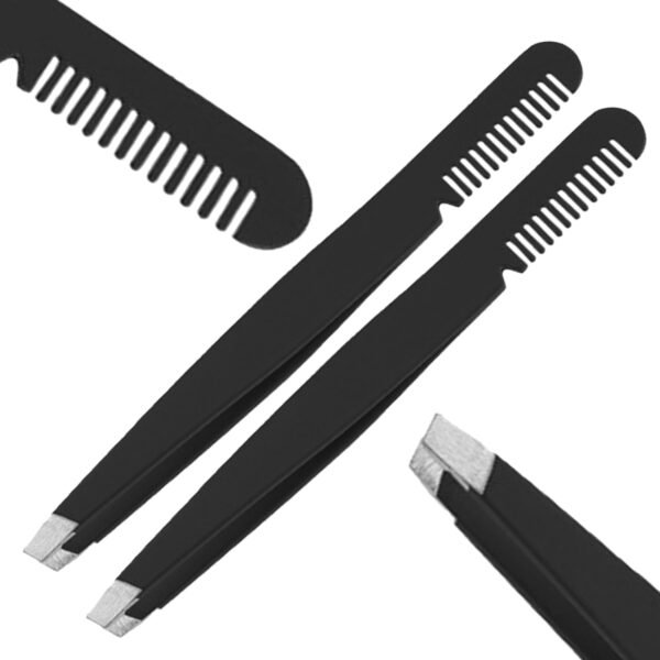 TEMPERIA (2pcs) Eyebrow Tweezer for Hair Removal - Eye Brow Shaper Forceps for Women & Men - Plucker for Eyebrows, Ingrown Hair & Facial Hair - Eyebrow Grooming Tools (MN02) (HS347) - Fast Shipping to USA & Canada