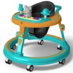 StarAndDaisy 360 Baby Walker 6-24 Months / 7 Level Height Adjustment Walker for Kids Boy and Girl with Switchable Food & Musical Toy Tray/Premium Baby Activity Walker - Green Orange - Fast Shipping to USA & Canada