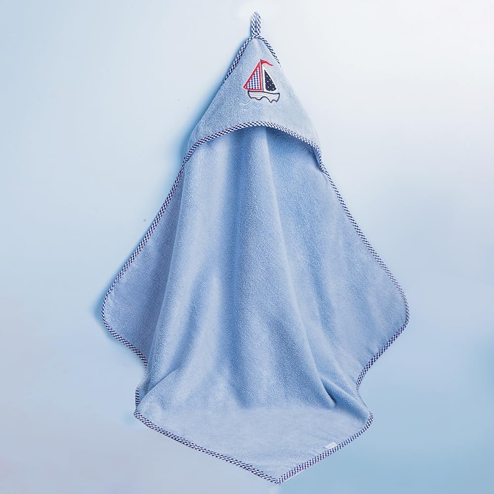 61W0KlbttfL-1.jpg haus & kinder Hooded Wrapper for New Born Baby - Baby Hooded Bath Towel for Baby for 0-2 Years, 100% Cotton Terry Hooded Towel for Baby, 550g Cap Towels for New Born Baby, Ship Design 75 * 75cm, 1Pc - Fast Shipping to USA & Canada - Image 1