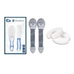 Kids Station Made in India Baby Safety Lock. Baby Proofing Finger Pinch Door Guard and Grooming Kit Combo Pack for Kids, Babies & Pet Safety (Multi, 2 Lock Grey+2 Door Stopper+1 Grooming Kit Blue) - Fast Shipping to USA & Canada
