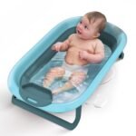 StarAndDaisy Baby Bathtub for 0-5 Years/Foldable Bathtub for Kids with Space-Saving Design, Newborn Baby Folding Bath Tub for Boys & Girls with Soap Tray, Easy to Store (BT-Blue) - Fast Shipping to USA & Canada