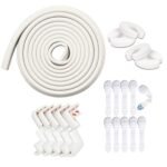 Kids Station Baby Safety Kit- 5 Meter Safety Strip + 8 Corner Guards + 4 Door Stoppers + 10 Child Safety Locks for Drawers, All-in-one Baby Proofing Kit (5 Meter Edge Protector Kit (White + White)) - Fast Shipping to USA & Canada
