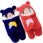 First Kick Baby Blankets New Born Combo Pack of Wearable Hooded Swaddle Wrapper Sleeping Bag for Baby Boys and Baby Girls Pack of 2 (0-6 Months, Navy Blue & Red) - Fast Shipping to USA & Canada
