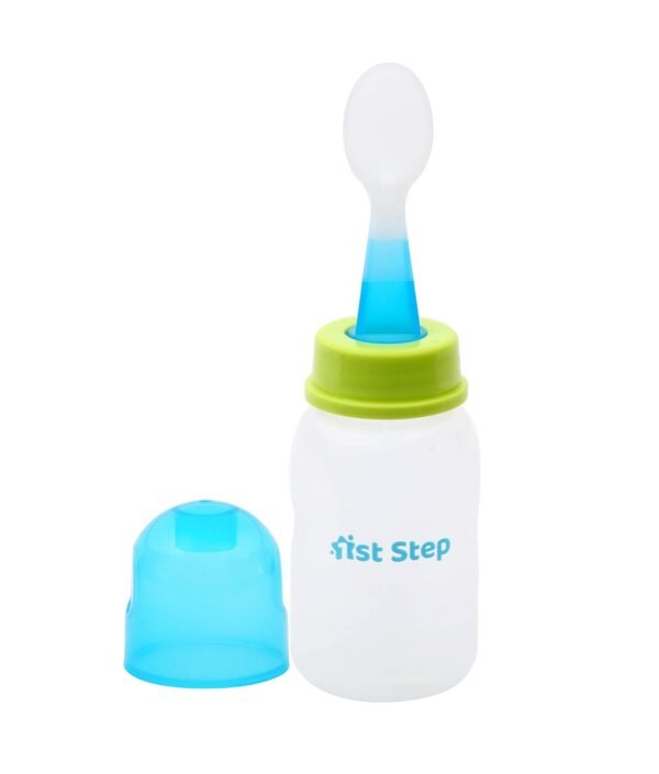 1st Step BPA Free Polypropylene Easy Squeeze Feeder with Spoon (140ml, Blue) - Fast Shipping to USA & Canada