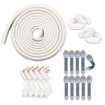 Kids Station Baby Safety Kit- 5 Meter Safety Strip + 8 Corner Guards + 4 Door Stoppers + 10 Child Safety Locks for Drawers, All-in-one Baby Proofing Kit (5 Meter Edge Protector Kit (White + Grey)) - Fast Shipping to USA & Canada