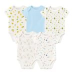 MOM'S HOME Soft Organic cotton Unisex New Born Baby Onesie/BodySuit | 0-3 Months | Pack of 5 - Fast Shipping to USA & Canada